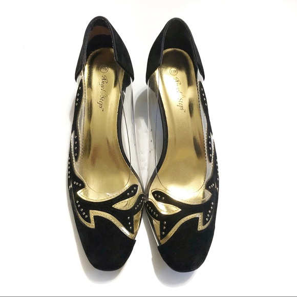 Vintage Inspired Embellished Suede Heels - Picture 2 of 7